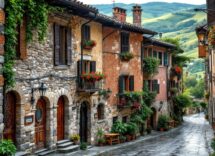 Vista panoramica di un borgo storico in Lombardia