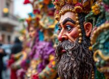 Carnevale di Acireale 2025 con carri allegorici colorati