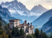 Vista panoramica di un castello nelle Alpi italiane