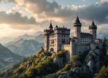 Vista panoramica di un castello nelle Alpi italiane