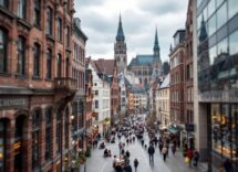 Panorama di Chemnitz con monumenti storici e culturali