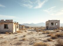 Immagine di una città fantasma abbandonata e desolata
