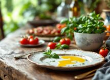 Piatto di cucina italiana con ingredienti freschi e sostenibili