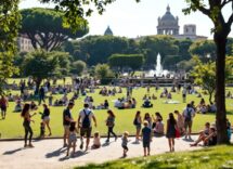 Bambini che si divertono in un parco di Roma