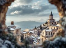 Panorama invernale di Gaeta e Sperlonga con mare e montagne
