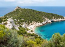 Panorama dell'isola di Giannutri con vegetazione e mare
