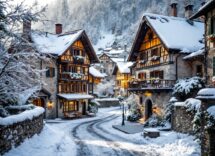 Panorama invernale dei laghi e borghi lombardi
