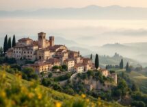 Panorama delle Marche con colline e borghi storici