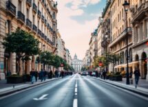 Vista di Milano con percorsi pedonali e aree verdi