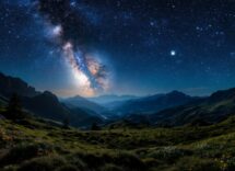 Un gruppo di turisti esplora la natura di notte