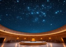 Immagine di un planetario europeo con stelle e pianeti