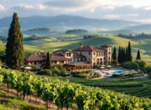 Vista panoramica di un rifugio di lusso nella Val d'Orcia