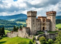 Coppia innamorata in un castello dell'Emilia-Romagna