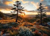 Immagine del sole di mezzanotte in un paesaggio nordico