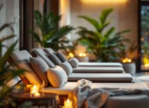 Coppia rilassata in una Spa romantica in Italia