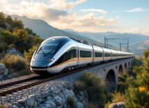 Treno che attraversa paesaggi italiani sostenibili