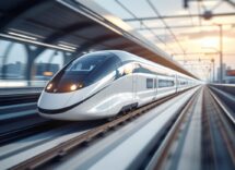 Treno a idrogeno in movimento su binari italiani