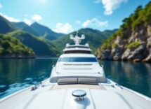 Immagine di un lussuoso yacht in una baia cristallina