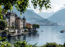 Vista di una villa romantica sul Lago di Como