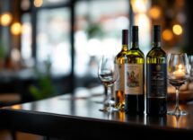 Calice di vino rosso in un elegante ristorante milanese