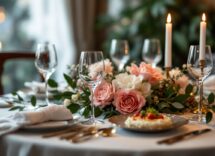 Coppia felice in un ambiente romantico per San Valentino