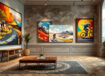 Immagine della mostra dedicata all'arte del ciclismo