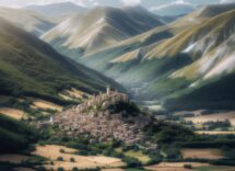 Panorama di Sarnano con montagne e natura